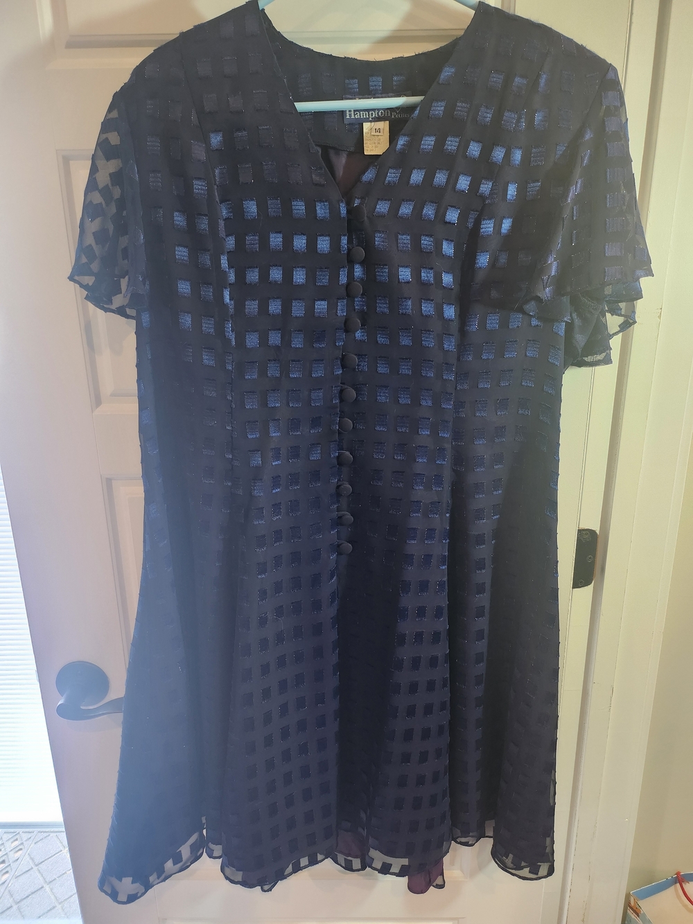 Navy Blue Asymmetrical Button-Front Dress